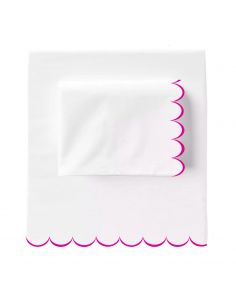 hot pink-Allena-cotton-scallop-sheet-set