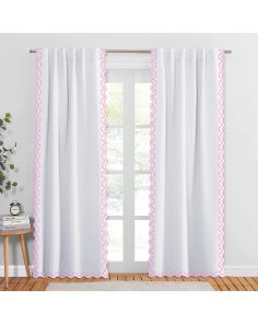 hot pink-Imaginary-scallop-emboirdery-cotton-curtain