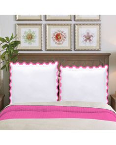 hot pink-u-shape-applique-embroidery-cotton-euro-sham