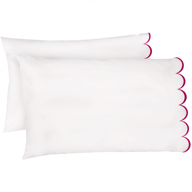 hot pink-Allena-400tc-cotton-scallop-pillow-case-set-of-2