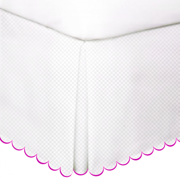 Hot Pink-Allena-cotton-scallop-microcheck-white-bed-skirt