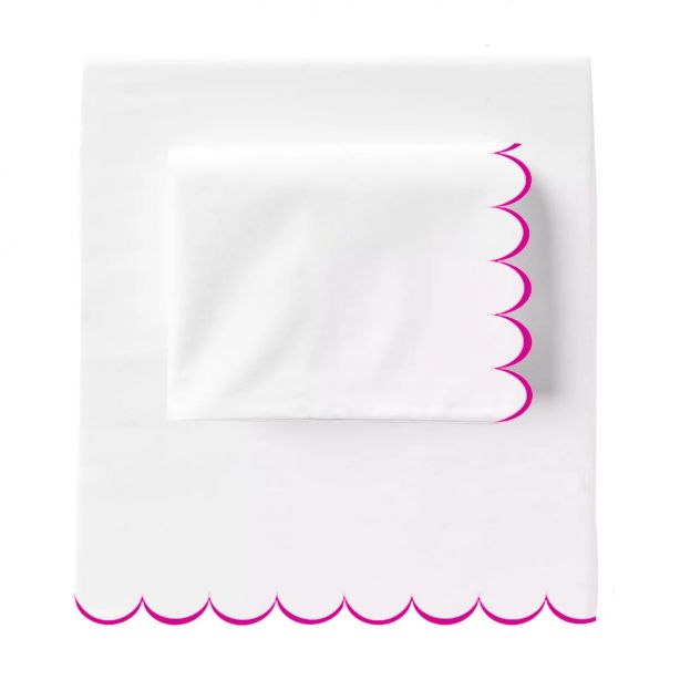 hot pink-Allena-cotton-scallop-sheet-set