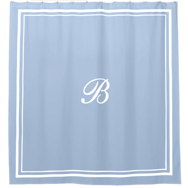 classic-border-frame-cotton-shower-curtain-light-blue-solid