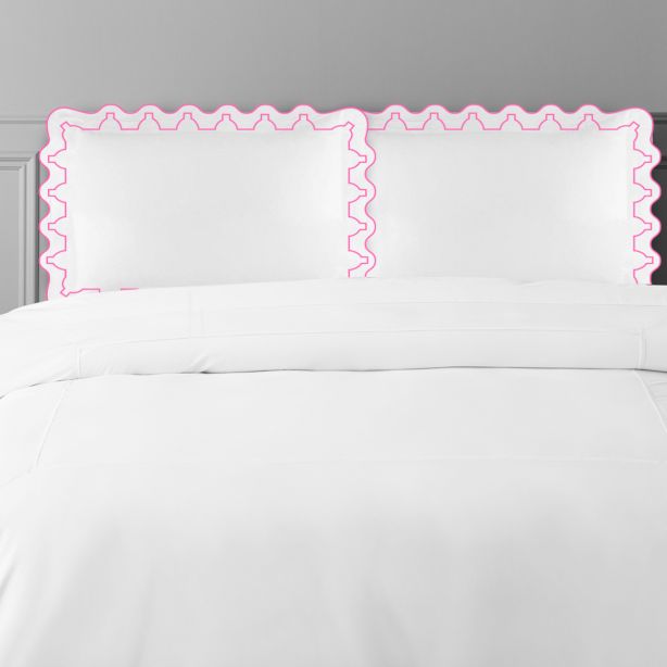 hot pink-Imaginary-scallop-cotton-emboirdery-pillow-sham