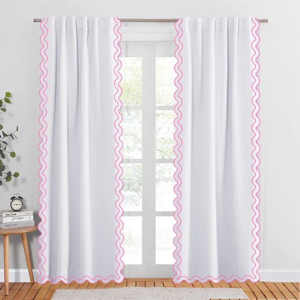 hot pink-reverse-u-shape-embroidery-emboirdery-cotton-curtain