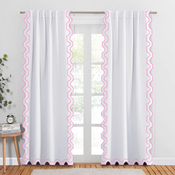 hot pink-u-shape-zig-zag-embroidery-emboirdery-cotton-curtain
